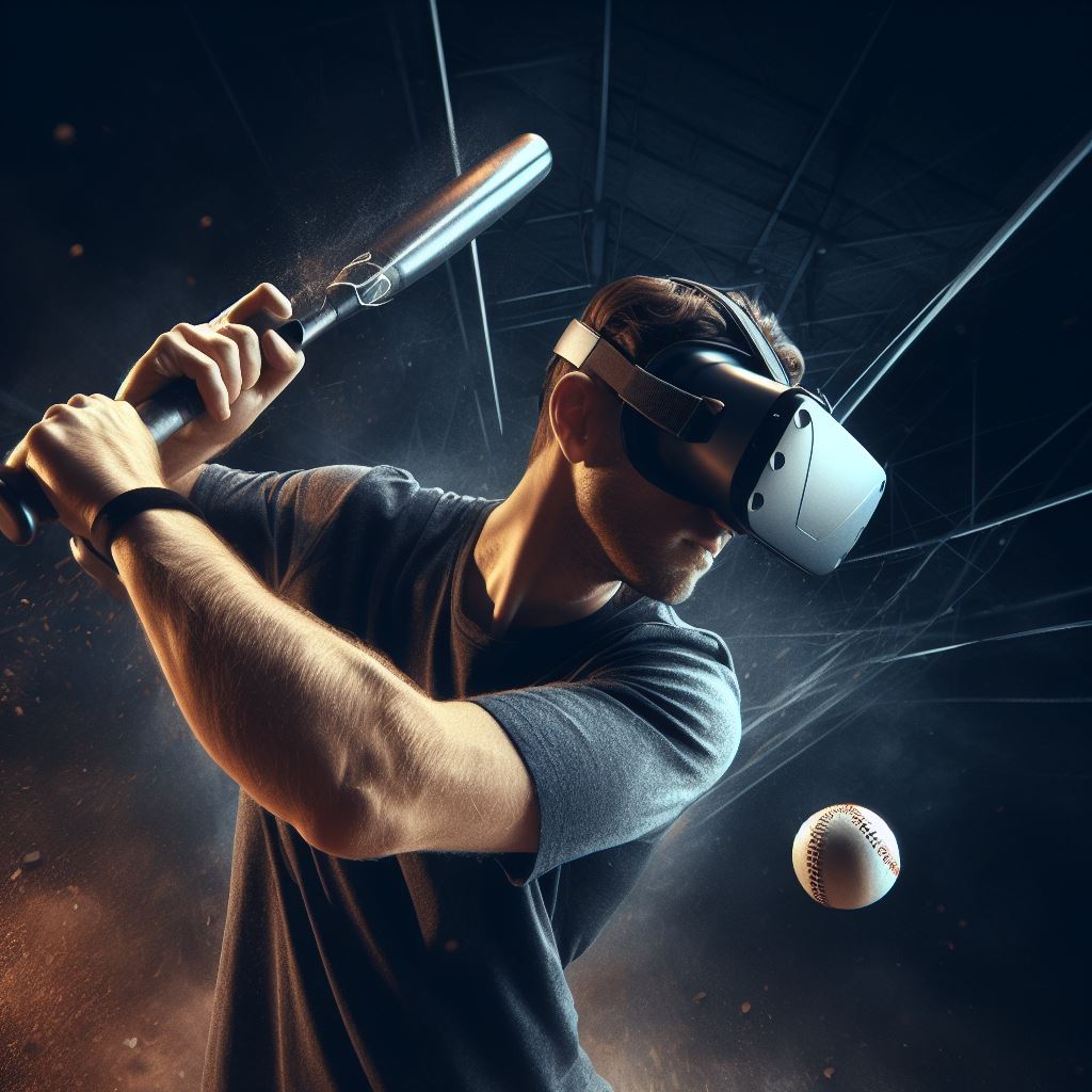 A man playing VR baseball