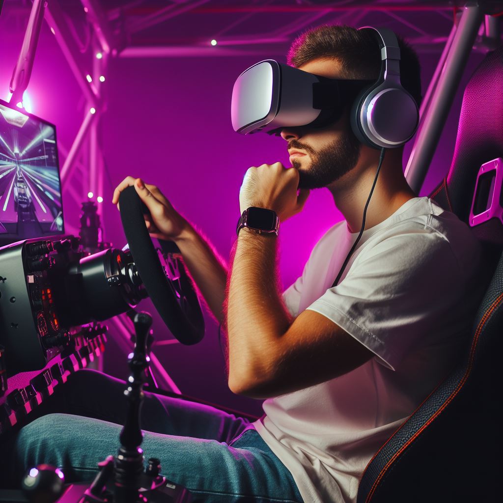 vr racing games purple aesthetic